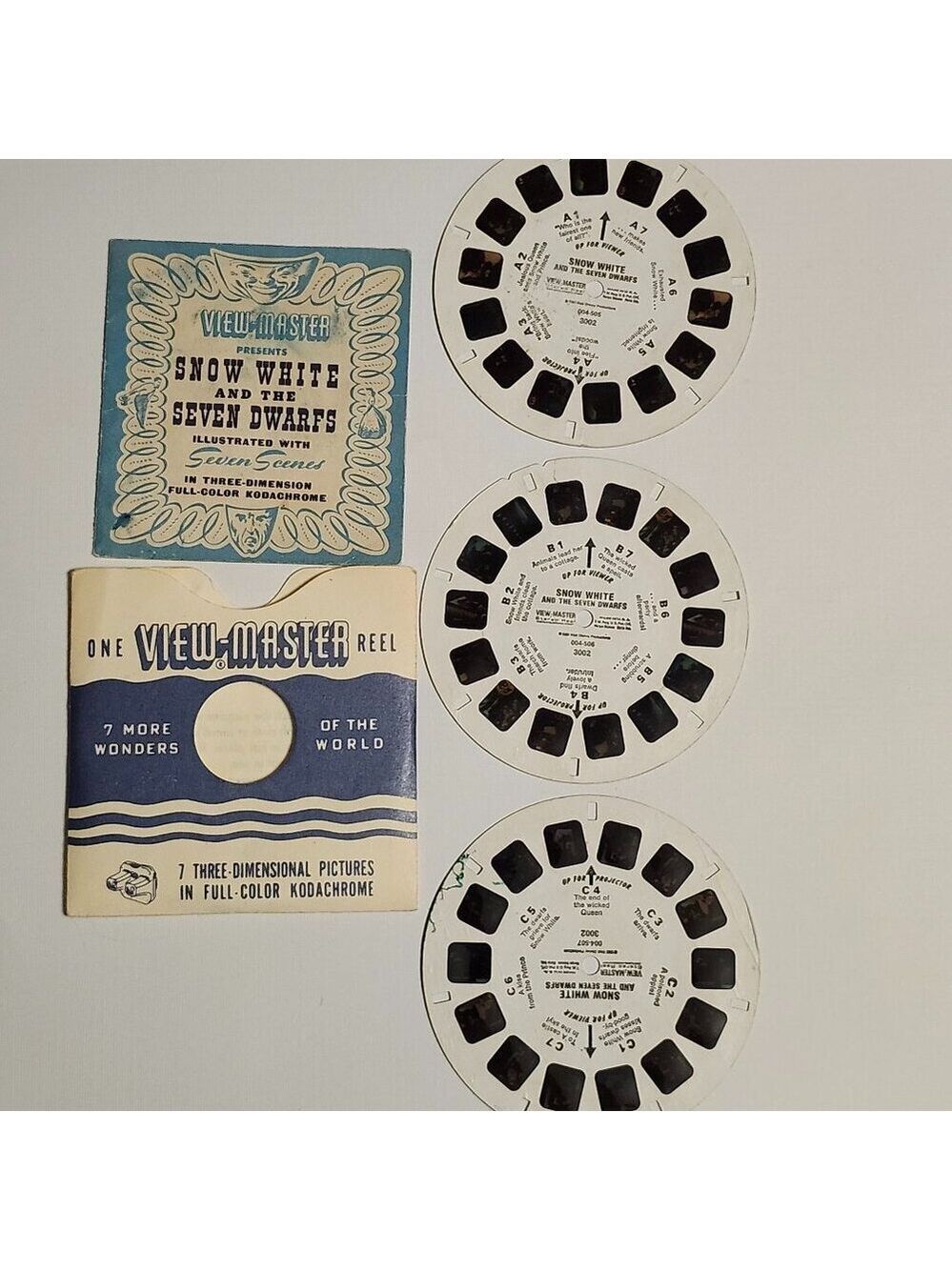 VINTAGE Snow White and the Seven Dwarfs View Master Reels x 3 with Booklet